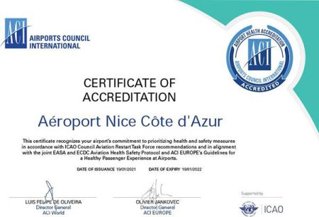 Nice Côte d’Azur obtient l’ACI Health Accreditation pour sa politique sanitaire anti-Covid 19