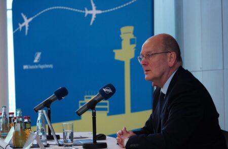 DFS: Safely Through Turbulent Times CEO Arndt Schoenemann at the press briefing / Copyright: DFS Sven Chamberlain