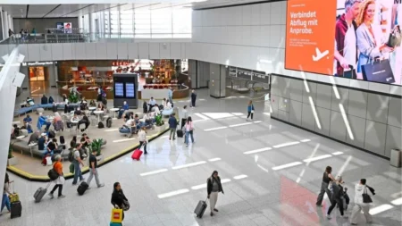 Interior shot of the Terminal 1 Pier at Munich Airport