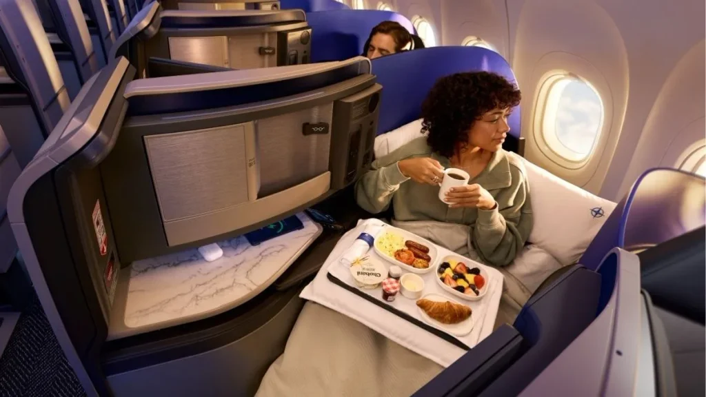 Passagère en classe affaires United